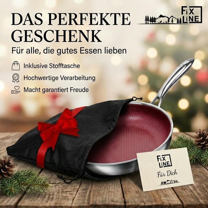 Сковорода FIXLINE BLACK FOREST 28 см RED Edition – антипригарна, без PTFE, для всіх плит (індукція), духовки до 230°C
