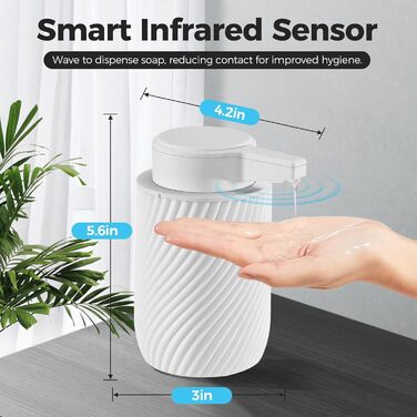 Automatic Soap Dispenser 300ml Electric Automatic Soap Dispenser with Sensor, No Touch Automatic Soap Dispenser with USB Charging for Bathroom, Kitchen, Toilet White