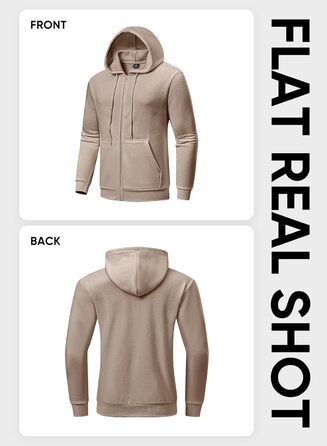 Світшот JMIERR чоловічий з капюшоном, бавовна, однотонний, на блискавці, з кишенями (Хакі, S)