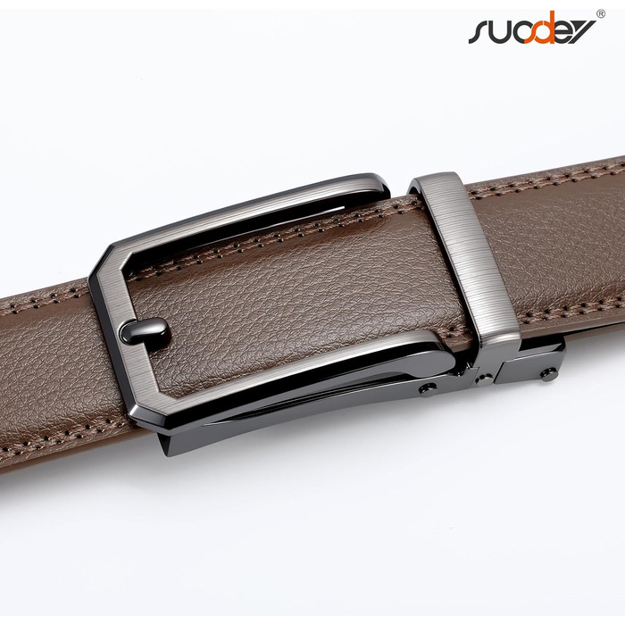 Чоловічий шкіряний ремінь SUOSDEY з автоматичною пряжкою, без отворів, 30 мм, 115 см (A-brown)