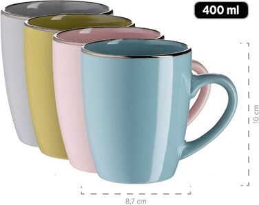 Набір посуду MÄSER 16-ти частинний, кераміка, кольоровий, з металевим бордюром, для 4 осіб