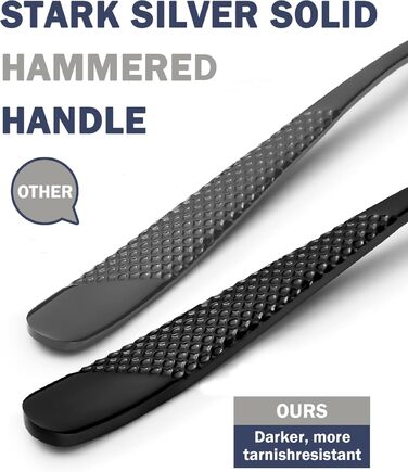 Сучасний набір столових приборів на 24 предмети: чорний, з нержавіючої сталі 18/10, з ножем 2-в-1 з хвилястим лезом, для 6 осіб