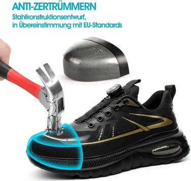 Черевики безпеки для чоловіків та жінок. Робочі черевики, черевики для професій. Сталевий капак, легкі, чорні. Розміри 37-46 EU