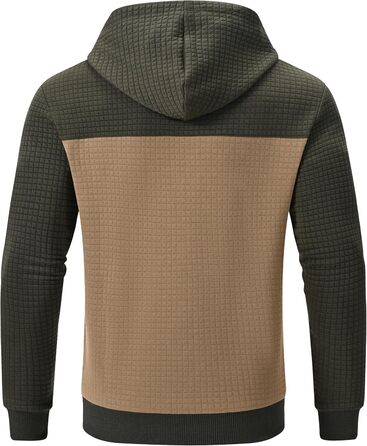 Чоловічий худі YuKaiChen з принтом у стилі пачуворк, джгут, капюшон, з кишенями, армійсько-зелений/хакі (XXL, армійсько-зелений/хакі)