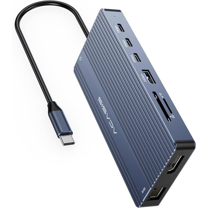 Хаб USB-C ACASIS DS0202 з двома виходами HDMI та DP (4K60Hz), Ethernet, 3 USB, 10Gbps, 100W PD, SD/TF, Audio, для MacBook/Dell/HP/Lenovo