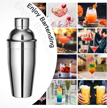 Набір для коктейлів Sosayet, 10 предметів, з нержавіючої сталі, аксесуари та рецепти, 750 мл, для барменів-початківців та професіоналів - подарунок для чоловіків