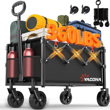 Універсальний складний візок-тележка Bollerwagen 100л на 4 посилених колесах, чорний - для покупок, кемпінгу, саду, пляжу