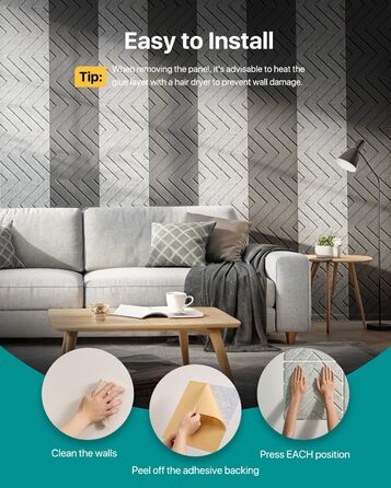 Акустичні панелі Soundsbay самоклеючі з поліестеру для звукоізоляції стін, 30x30x0,9 см, білий колір, 12 шт