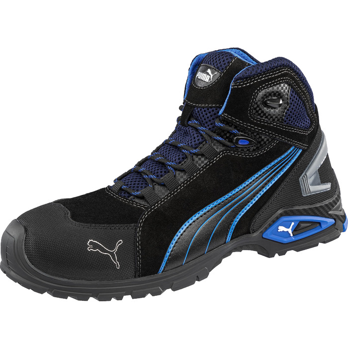 Робоче взуття PUMA Safety Rio Black Mid S3 SRC - чоловічі чорні черевики для роботи з металевим носком, антипробуксовні, 46 EU