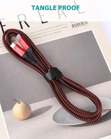 Кабель USB-C Nimaso [2 шт., 2 м], 20V/3A/60W, для Samsung, Google Pixel, MacBook, iPad, iPhone, червоний