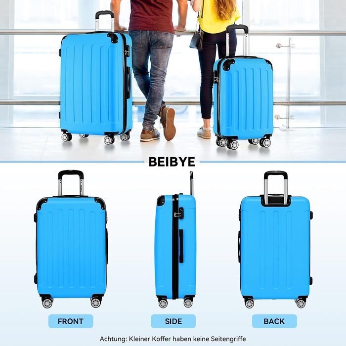 Чохол-валіза Beibye: валіза-роликовий багаж з кодовим замком, 4 колеса (Чорний, Цяново-синій, Набір валіз)