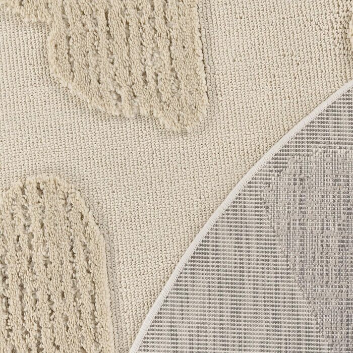 Paco Home Rug Children's Room Rug Play Rug Crawling Rug Short Pile Motif Sun 3D Effect Soft Modern Decor, Size: 160 cm Round, Color: Cream 2 160 cm Round Cream 2