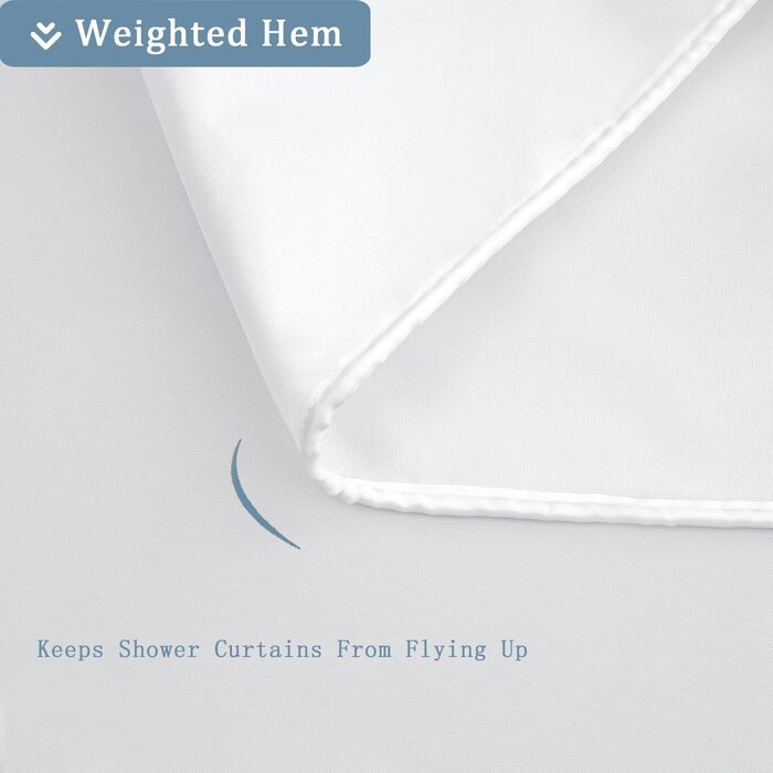 Штора для ванної кімнати біла 180x200 см, текстильна, водовідштовхувальна, антигрибкова, з кільцями - якісна штора для душу