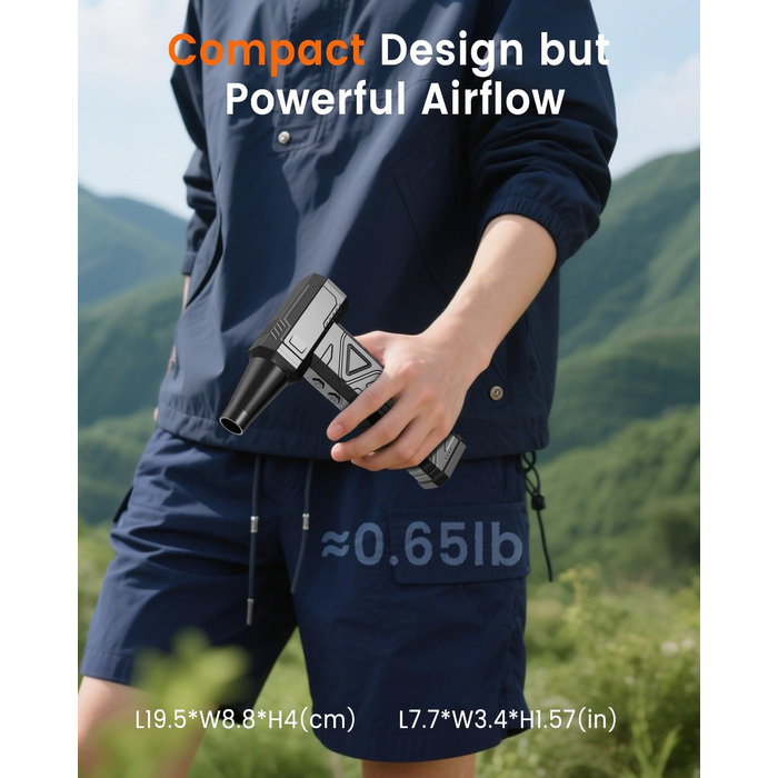 Електричний пилодув для ПК та приміщень - Air Duster 200000 RPM, 4-рівні, акумуляторний, чорний