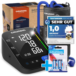 Тонометр Grundig на плече - високоточний, простий у використанні, з визначенням аритмії та оцінкою ризиків (чорний)