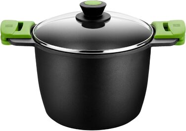 Каструля BRA Prior 24 см, алюмінієва, з кришкою, для всіх типів плит, індукційна, чорна