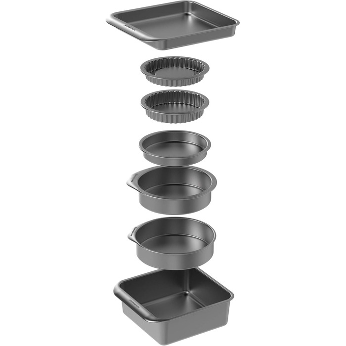 Набір форм для випічки MasterClass Smart Space Stacking Antihaft, 7 шт., сірий. Набір для випічки та запікання, з антипригарним покриттям, сталевий, в подарунковій коробці