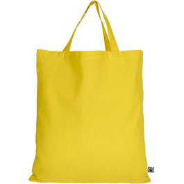 TEXXILLA 10-pack, 100-pack, 250-pack Fair Trade Cotton Bag - 14 Colors | with Two Short Handles | 38x42cm | Jute Bag | Shopping Bag | Unprinted, Color: Yellow, Quantity: 10