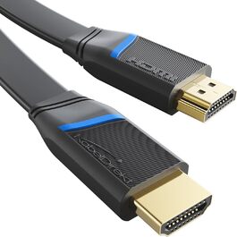 Плоский HDMI кабель KabelDirekt 1м – Німецька якість, 4K@60Hz, High Speed Ethernet, для Blu-ray, PS5/Xbox Series X/Switch, чорний