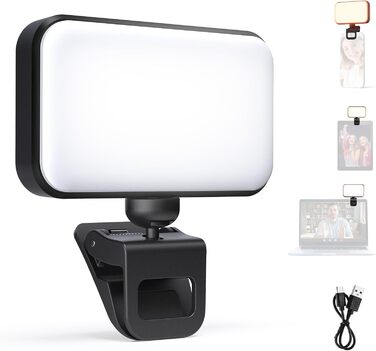 LED світло для селфі Neewer Entry Level - настільне світло для телефону, 54 світлодіоди, кліпса, CRI 88, 650mAh, для відеоконференцій, макіяжу, YouTube