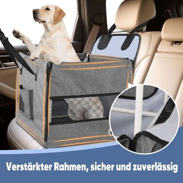 Автомобільний лежак для собак 44x40x40 см – міцний лежак з ременями безпеки та сіткою, знімний кошик для собак на заднє сидіння, водонепроникний та зручний