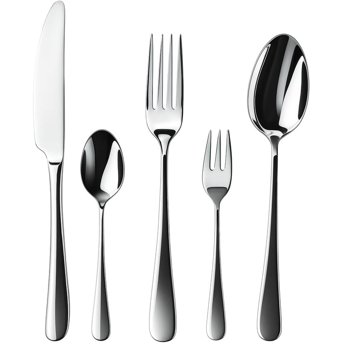 Набір столових приборів 60 предметів для 12 осіб з нержавіючої сталі – елегантний набір, полірований до блиску, придатний для миття в посудомийній машині та стійкий до іржі; для вишуканого сервірування столу в будні та на свята (Модель 3)