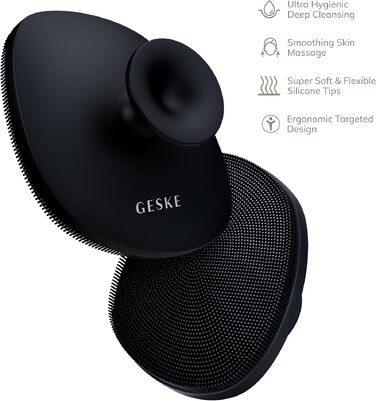 Електрична щітка для тіла GESKE Body Brush 4 в 1, силіконова щітка для глибокого очищення та масажу тіла, ергономічний дизайн, чорна