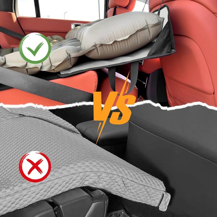 Автоматизована повітряна матрац для авто SUV на 2 особи, для кемпінгу та подорожей, самонадувна, з насосом та подушками, 183*13*7 см, чорний/сірий