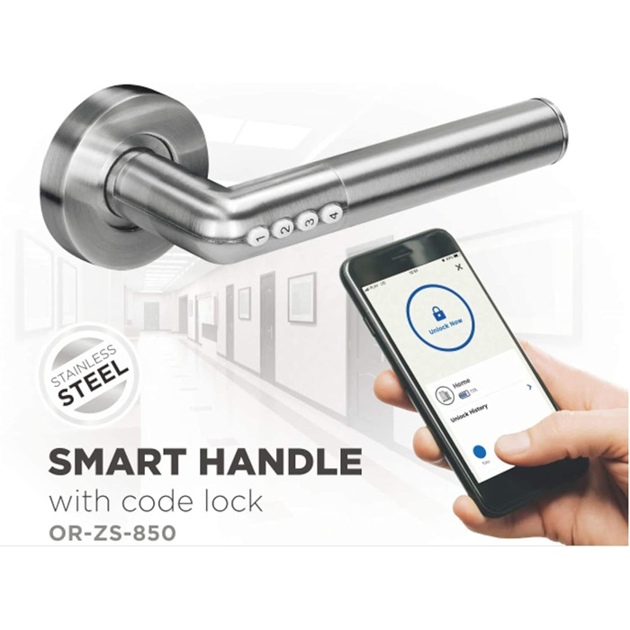 Електронний дверний замок Orno OR-ZS-850 Bluetooth Smart IP44, відкривання по PIN та через застосунок