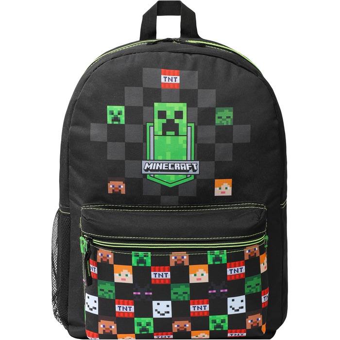 Рюкзак Minecraft для дітей, шкільний ранець з сітчастою кишенею та м'якими лямками - подарунок для хлопчиків (чорний)