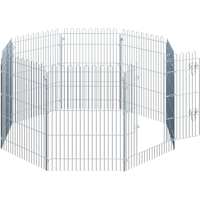 PawHut Вольєр для цуценят/собак, 8 панелей, 63B x 91H см, срібний, для собак, котів, цуценят, вольєр для собак на вулицю