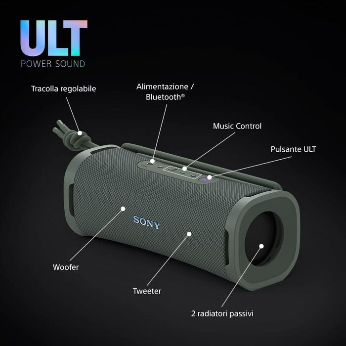 Sony ULT Field 1 Forest Grey - Портативна Bluetooth колонка з глибоким басом, водонепроникна (IP67), 12 год роботи, Forest-Grey