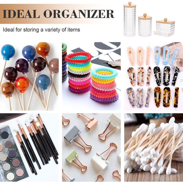 Набір для зберігання ватних дисків та паличок з бамбуковим кришками (3 шт.)