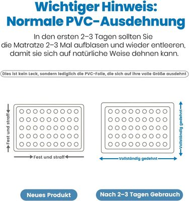 Надувне ліжко для двох осіб, самонадувна повітряна матрац для гостей з вбудованим насосом (3 хвилини), захист від проколів, надувна матрац для кемпінгу та дому, 203x152x46 см, максимальне навантаження 363 кг