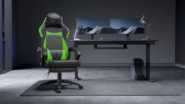 Ігровий крісло Dowinx Racing з підтримкою попереку, ергономічний геймерський крісло з PU шкіри, 150 кг (Зелений)