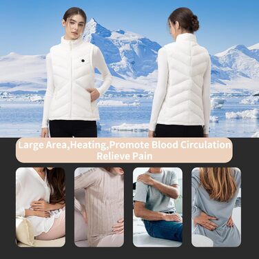 Електрична гріюча жилетка для жінок з акумулятором, легка, з USB-підключенням та кишенями, тепла, Slim Fit, для риболовлі, активного відпочинку, полювання, білого кольору, розмір M
