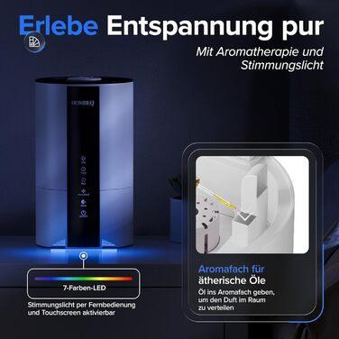 Ультразвуковий зволожувач повітря 4.2л з аромадифузором та нічним світлом, тихий для спальні та дитячої кімнати, для немовлят та рослин, з пультом керування та 360° форсункою