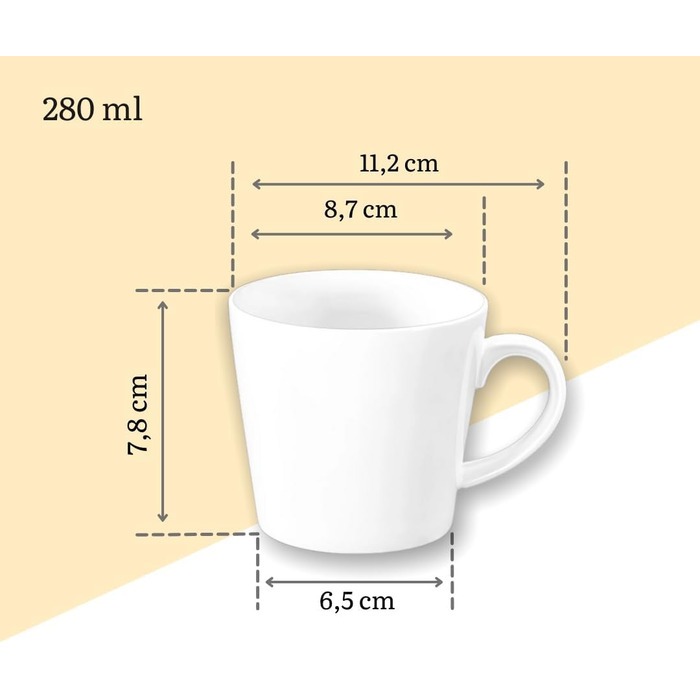 Набір чашок для чаю та кави Wilmax - 2 шт., 630 мл, порцеляна, білі