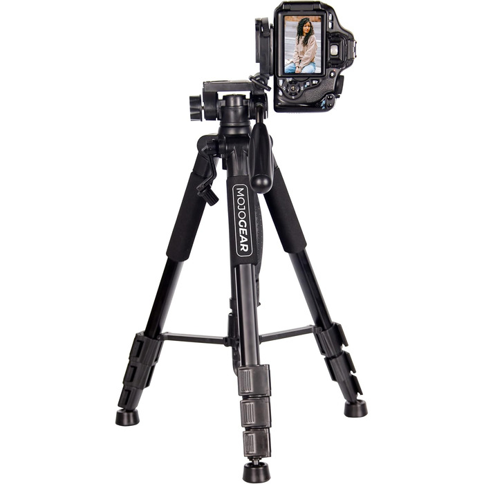 Штатив відео 140 см MOJOGEAR з кріпленням для смартфона - штатив для камери/телефона, трипод з кульковою головкою, алюміній, SAB234