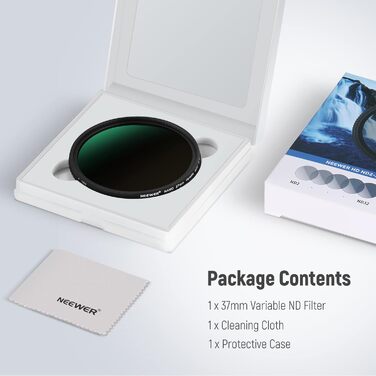 NEEWER Змінний ND-фільтр ND2-ND32 (1-5 ступенів затемнення) для камери, 37mm, HD скло, водонепроникний, стійкий до подряпин