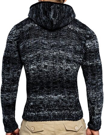 Кардиган чоловічий Leif Nelson з капюшоном та блискавкою - в'язана спортивна куртка для чоловіків, 4XL, чорний