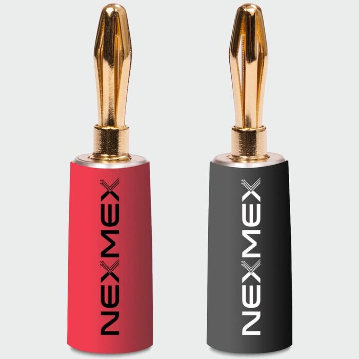 NEXMEX Бананові роз'єми зі збіжкою (10 шт.) позолочені 24K для акустичних кабелів Hi-Fi
