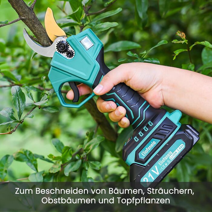 Cordless Pruning Shears, Cordless Tree Pruning Shears, Max 30MM Cutting Diameter, Professional Electric Garden Shears with Safety Switch, 2x2000mAh 21V Batteries, LCD Display, Charger, for 6-8 Hours of Operation