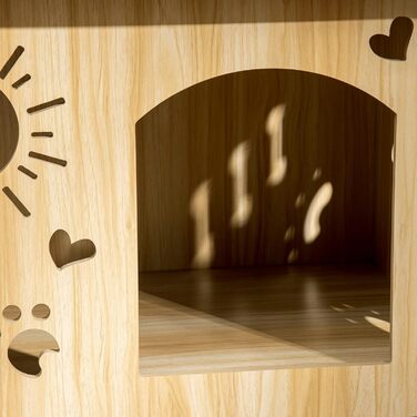 PawHut Wooden Dog House - Indoor Pet Shelter with Ventilation - MDF Oak & Black - 69x50x58.5 cm