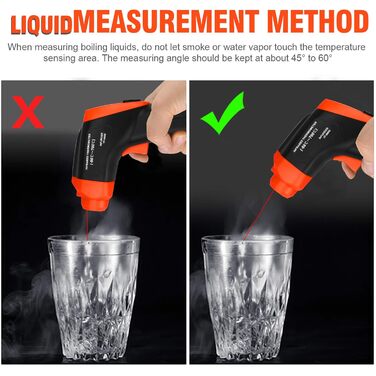 Інфрачервоний термометр 30:1 з лазером та додатком, IR термометр -50℃-1600℃, 8-14μm, безконтактний, Max/Min/Avg/DIF (980G)