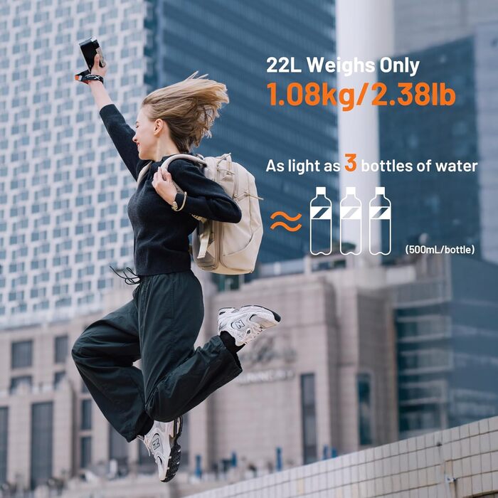 Рюкзак для камери PGYTECH OneGo Lite 22L, водонепроникний, для фотографів, сумісний з Sony/Canon/Nikon, 16'' ноутбук, матовий чорний