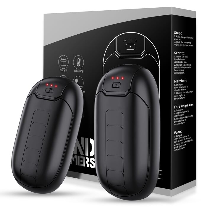 Грілки для рук, акумуляторні, багаторазові, магнітні, електричні, 7 годин тепла, 3 режими, температура до 56°C, зарядка USB-C, для синдрому Рейно, гольф, активний відпочинок, зимова техніка, 2 шт.