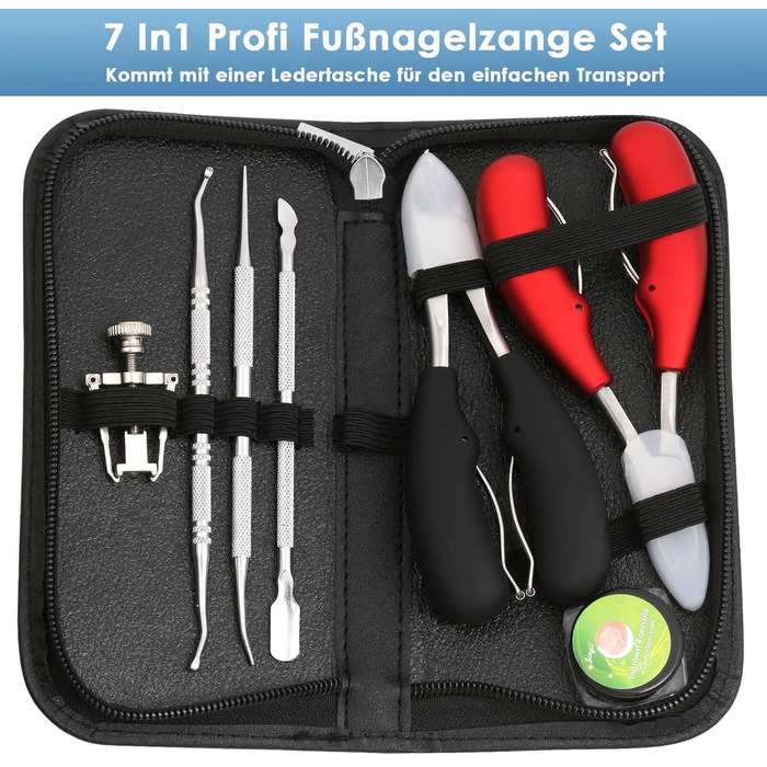 Набір професійного догляду за нігтями Modacraft: 7 шт. для видалення врослих, твердих та пошкоджених нігтів. Pedikюрний набір з високоякісної нержавіючої сталі.