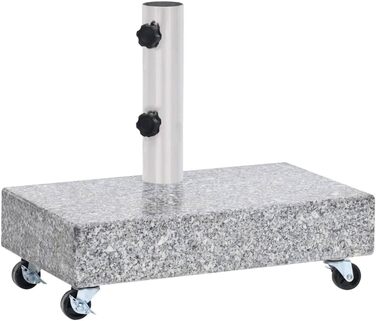 vidaXL Umbrella Stand with Wheels - Parasol Stand - Umbrella Holder - Umbrella Stand - Foot - Terrace - Garden - Light Grey - 45x25x8.3cm - Granite
