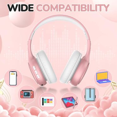 Дитячі Bluetooth навушники JoySpark з мікрофоном, рожеве золото, 60 годин роботи, Bluetooth 5.4, Type-C, обмеження гучності 85/94 дБ